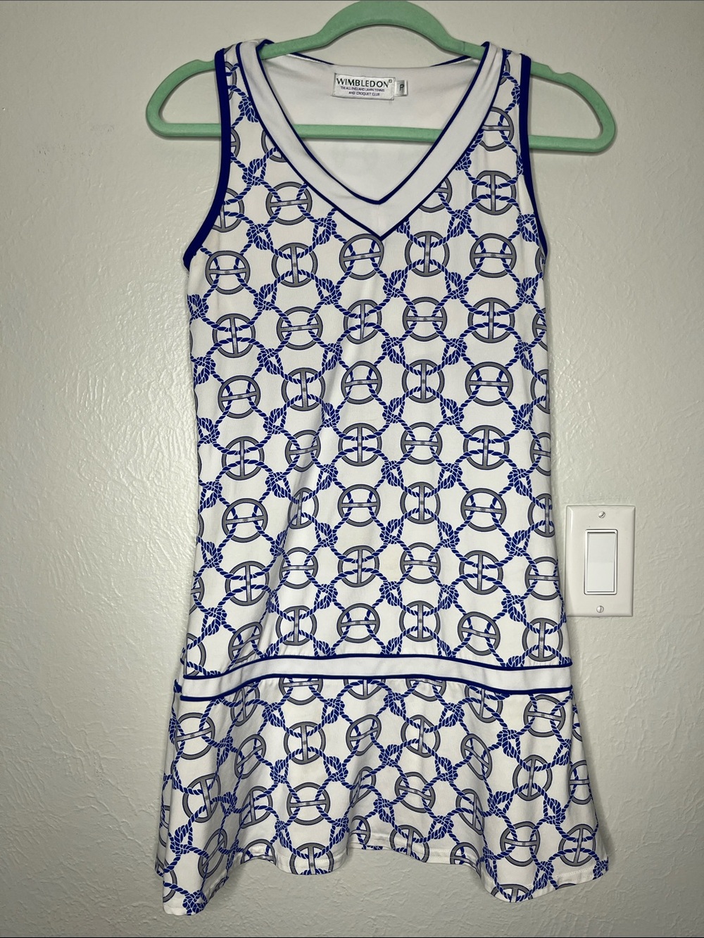 Wimbledon Nautical Rope Print Tennis Dress - Size S Preppy Pickleball Sporty